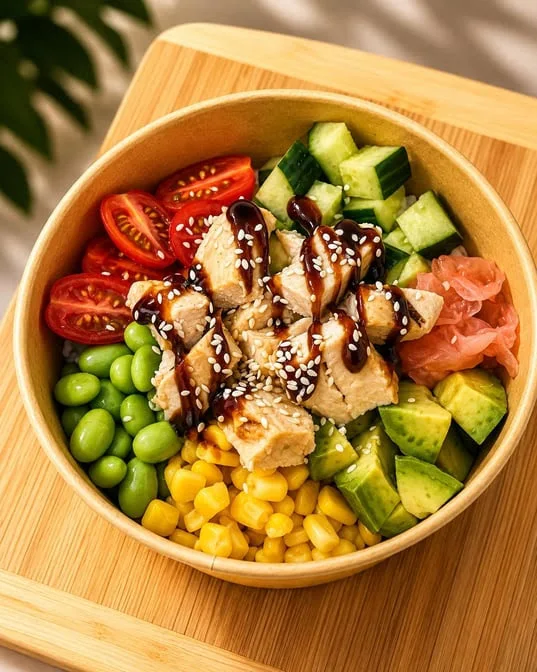 Signature poke-style bowl at Maison Croissant & Bowls in Winnipeg
